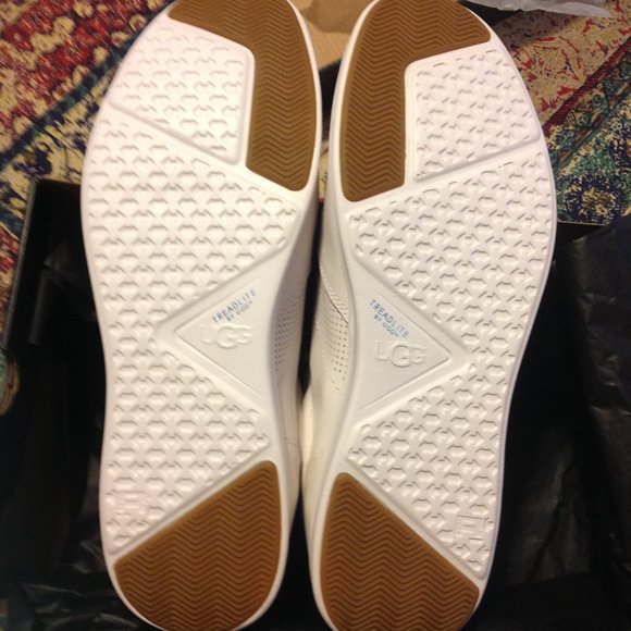 UGG Men's Slayte Stripe White leather Fashion Sneakers 11.5M New in Box - Picture 4 of 10